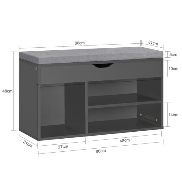 Skobænk, FSR45-DG, 80x31x48 cm, Grå
