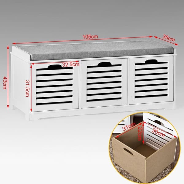 Skobänk, FSR23-W, 105x35x43 cm, Vit