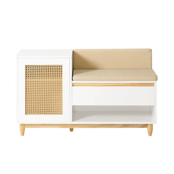 Förvaringsbänk, FSR128-W, 100x35x60 cm, Vit
