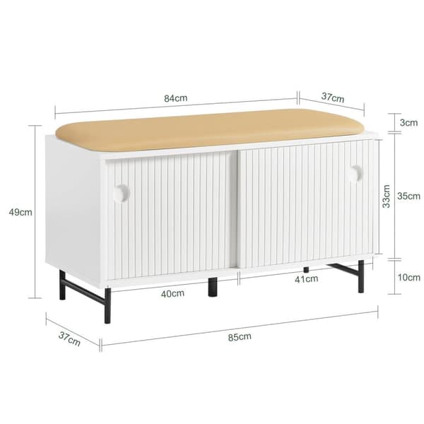 Opbevaringsbænk, FSR116-W, 85x37x49 cm, Hvid