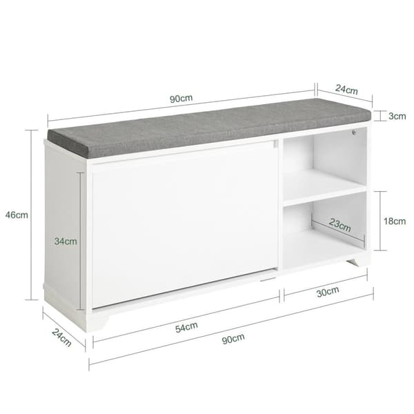 Kenkäpenkki, FSR119-W, 90x24x46 cm, Valkoinen