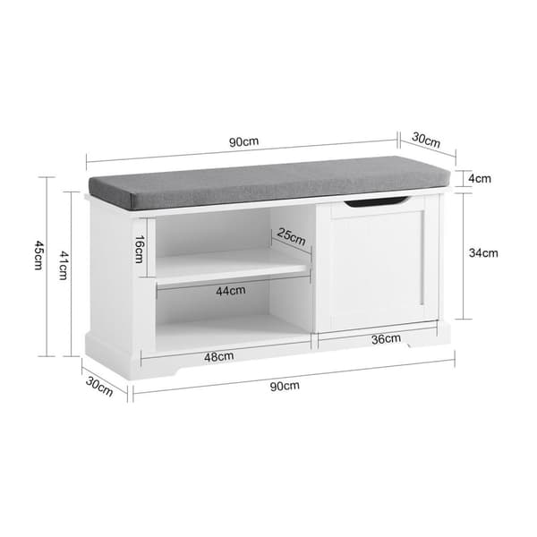 Skobænk, FSR84-W, 90x30x45 cm, Hvid