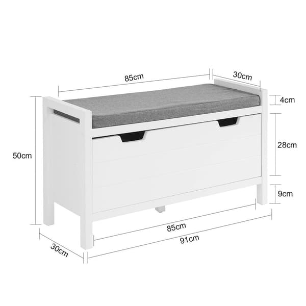 Bænk med Sko Opbevaring, FSR97-W, 30x50x91 cm, Hvid