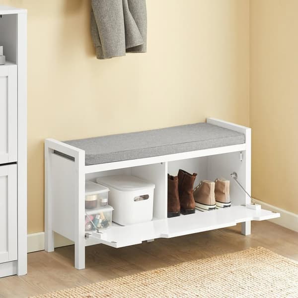 Bænk med Sko Opbevaring, FSR97-W, 30x50x91 cm, Hvid