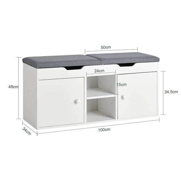 Bænk, FSR96-W, 34x48x100 cm, Hvid
