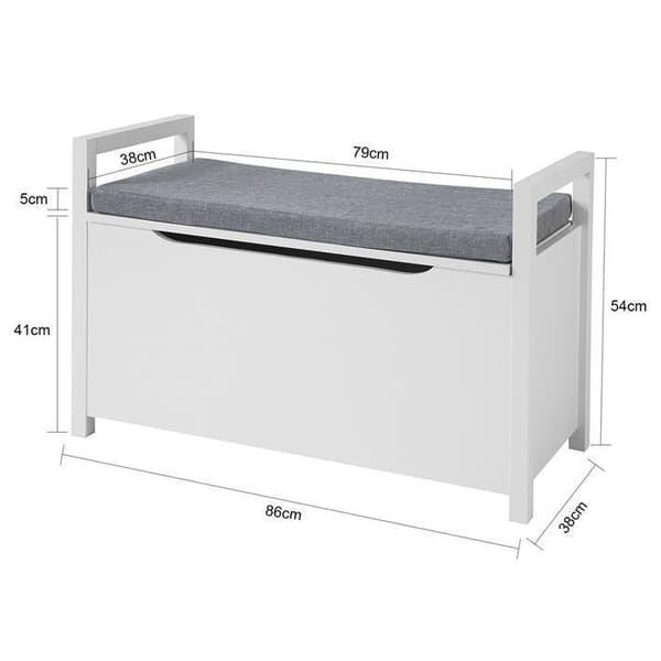 Bænk med Sko Opbevaring, FSR76-W, 38x54x86 cm, Hvid