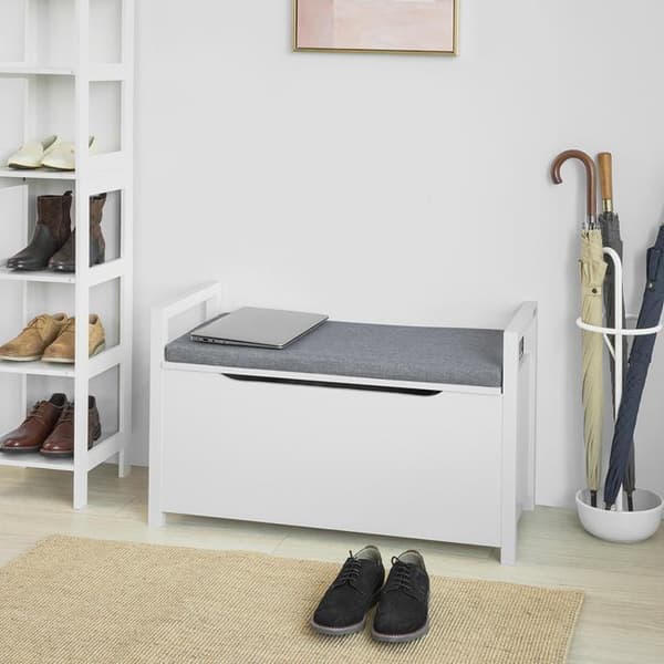 Bænk med Sko Opbevaring, FSR76-W, 38x54x86 cm, Hvid