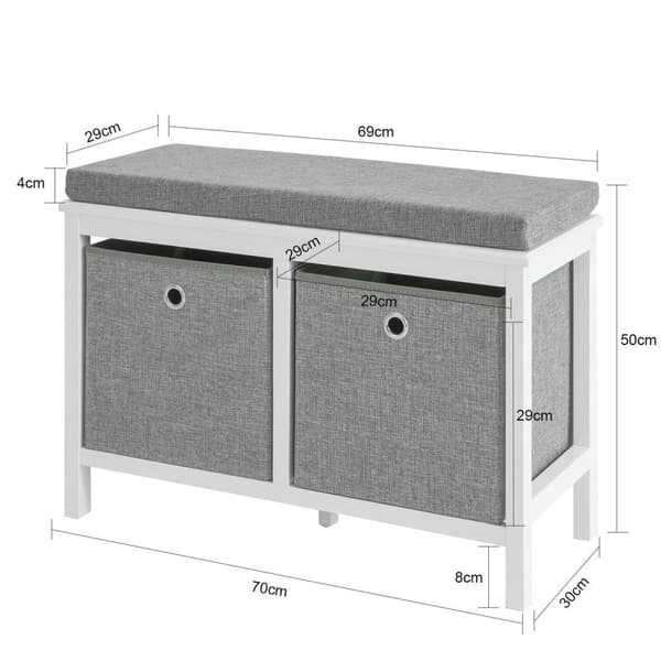 Skobænk, FSR81-HG, 70x30x50 cm, Grå