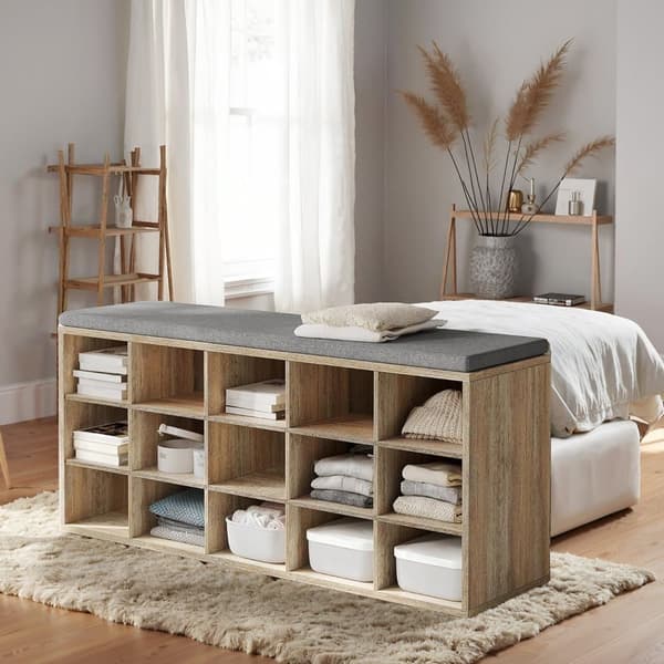 Sko Bænk, VASAGLE LHS15WT, 30x105x48 cm, Brun Grå