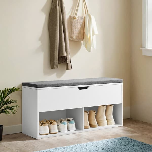 Skobænk, VASAGLE LHS21WT, 100x30x48 cm, Hvid