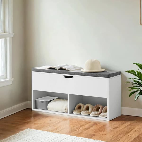 Skobænk, VASAGLE LHS21WT, 100x30x48 cm, Hvid