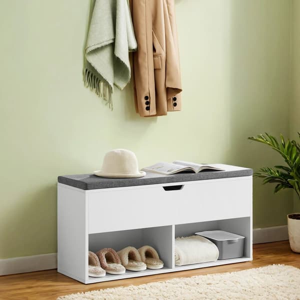 Skobænk, VASAGLE LHS21WT, 100x30x48 cm, Hvid