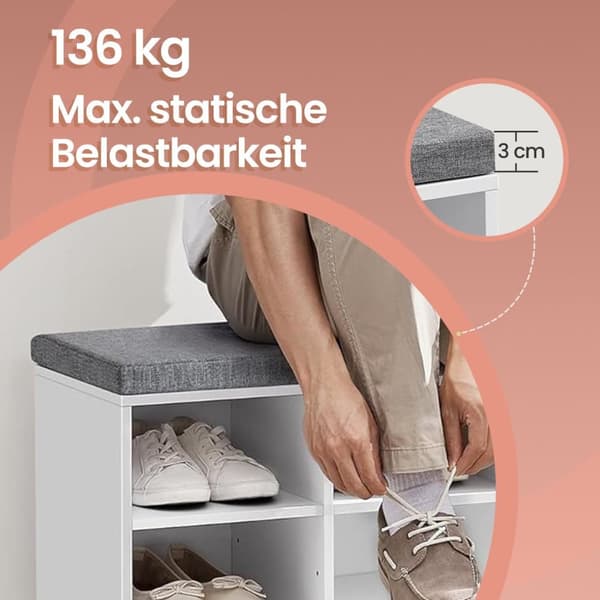 Skobänk, VASAGLE LHS009B01, 30,3x78,5x48 cm, Brun