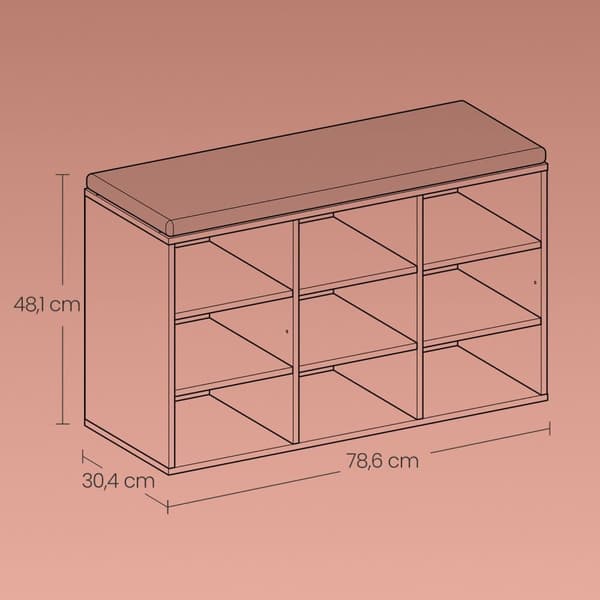 Skobänk, VASAGLE LHS009B01, 30,3x78,5x48 cm, Brun