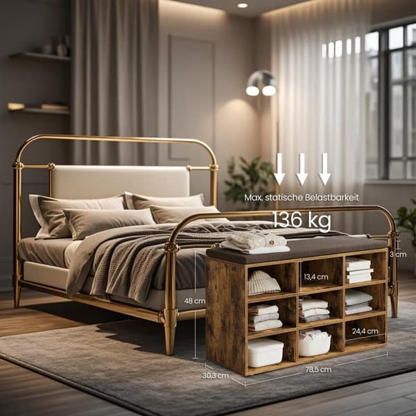 Sko Bænk, VASAGLE LHS009B01, 30.3x78.5x48 cm, Brun