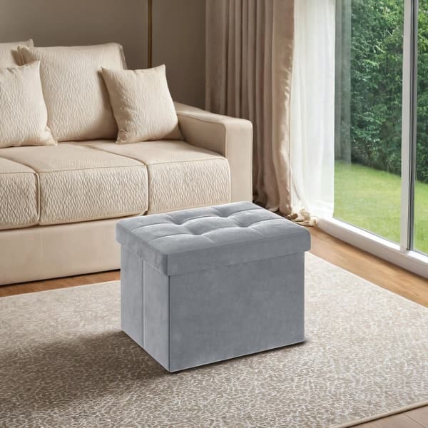 Sittplats pall med förvaringsutrymme, Liten fotpall, Bänk, 38x38x38 cm, Duvgrå
