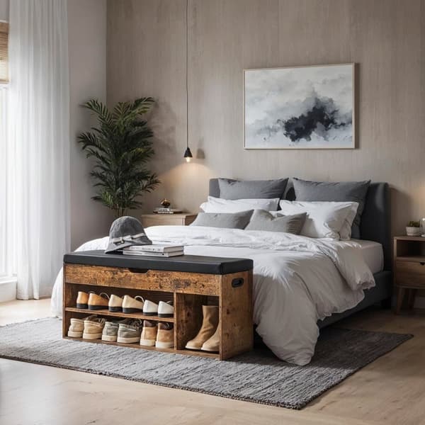 Kenkähylly, 30x100x44 cm, luonnonbeige, vintage ruskea