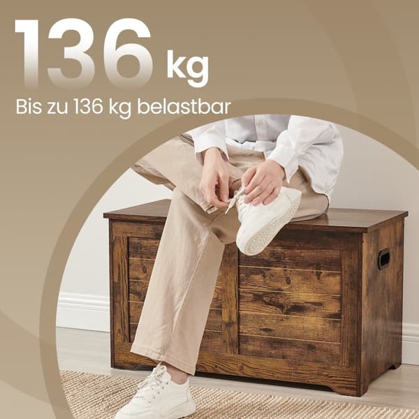 Skobänk, 40x100x46 cm, Molnvit, Vintagebrun