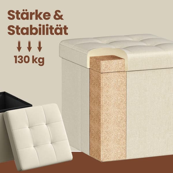 Sittplats pall med förvaringsutrymme, SONGMICS LSF028G01, 30x30x30 cm, Mörkgrå