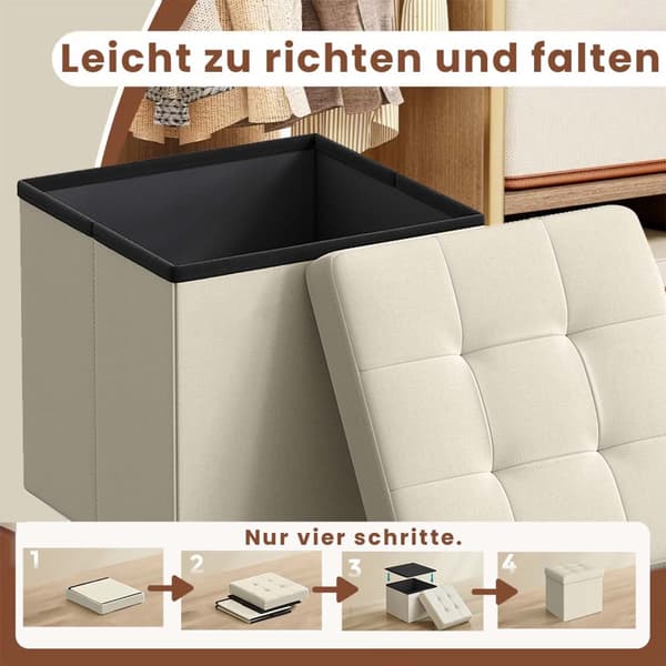 Sittplats pall med förvaringsutrymme, SONGMICS LSF028G01, 30x30x30 cm, Mörkgrå
