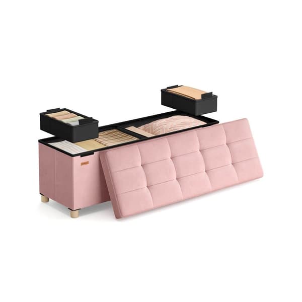 Förvaringsbänk, SONGMICS LSF0518W02, 38x110x40 cm, Pastellrosa