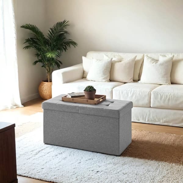 Opbevaringsbænk, SONGMICS LSF41G, 76x38x38 cm, Askgrå