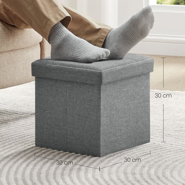 Istuinjakkara säilytystilalla, SONGMICS LSF028G01, 30x30x30 cm, tummanharmaa