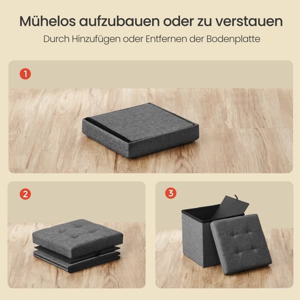 Siddemøbel med opbevaringsplads, SONGMICS LSF028G01, 30x30x30 cm, Mørkegrå