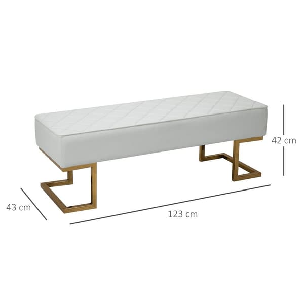 Bænk, 120x43x42 cm, Hvid Guld