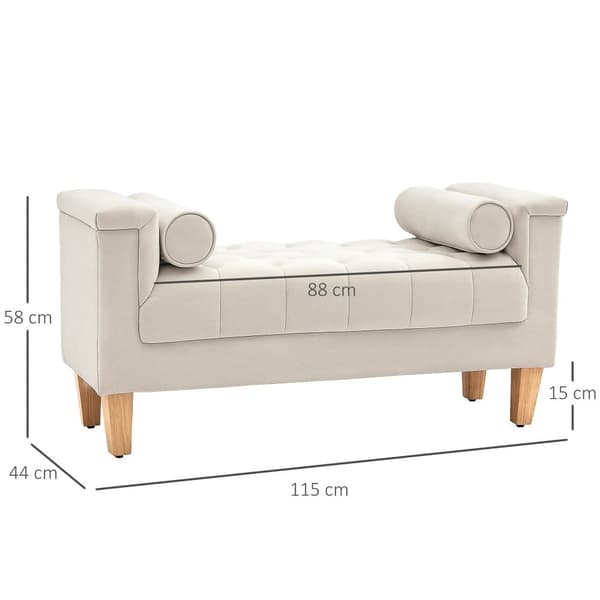 Stoppsad Bänk, 115x44x58 cm, Beige