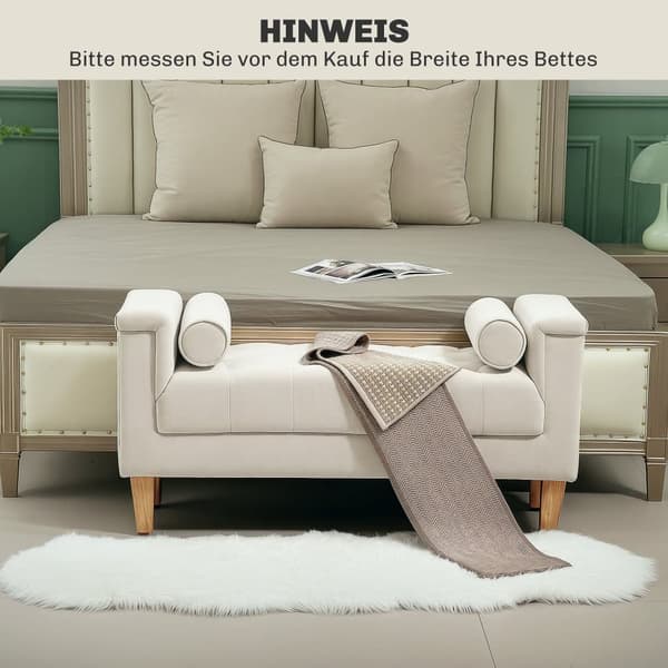 Stoppsad Bänk, 115x44x58 cm, Beige