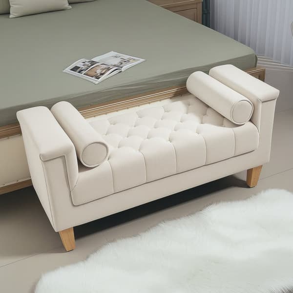 Stoppsad Bänk, 115x44x58 cm, Beige
