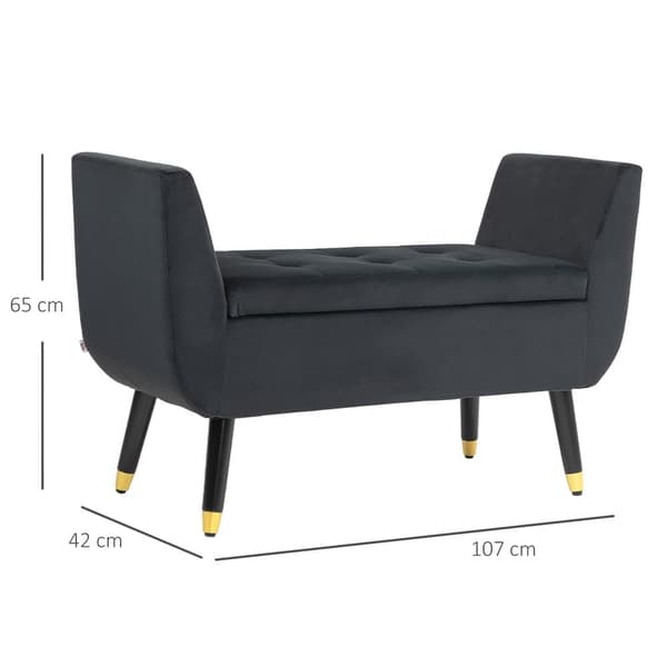 Bänk, Luxus, 107x42x65 cm, Mörkgrå