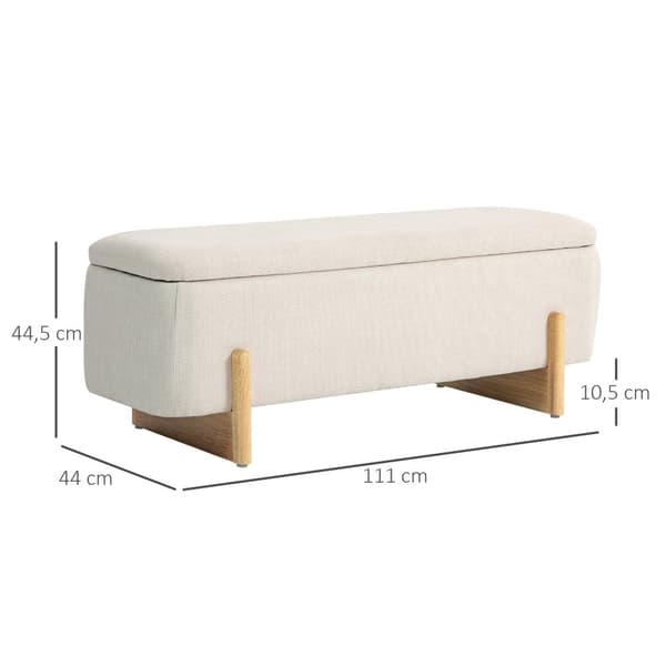 Opbevaringsbænk, 111x44x44.5 cm, Creme Hvid
