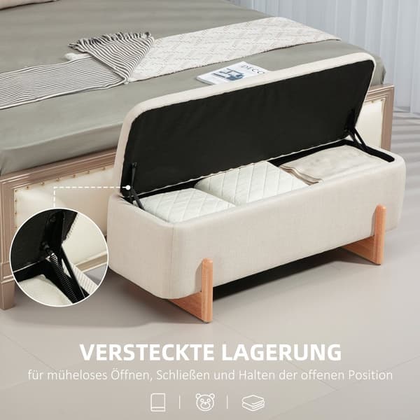 Opbevaringsbænk, 111x44x44.5 cm, Creme Hvid