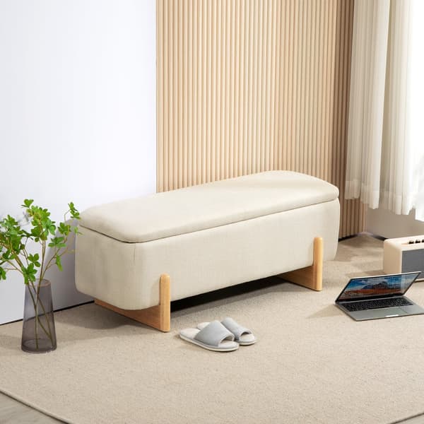 Opbevaringsbænk, 111x44x44.5 cm, Creme Hvid