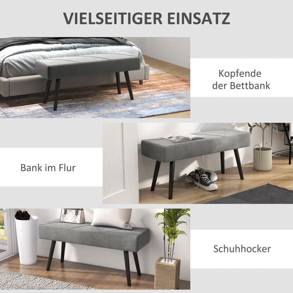 Stoppsad Bänk, 100x36x45 cm, Grå