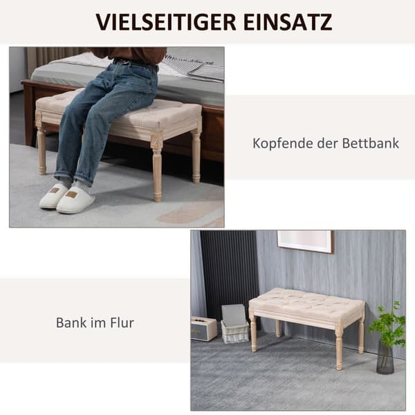 Stoppsad Bänk, 80x40x43 cm, Beige