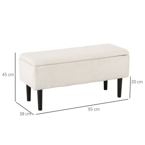 Opbevaringsbænk, 95x38x45 cm, Creme Hvid