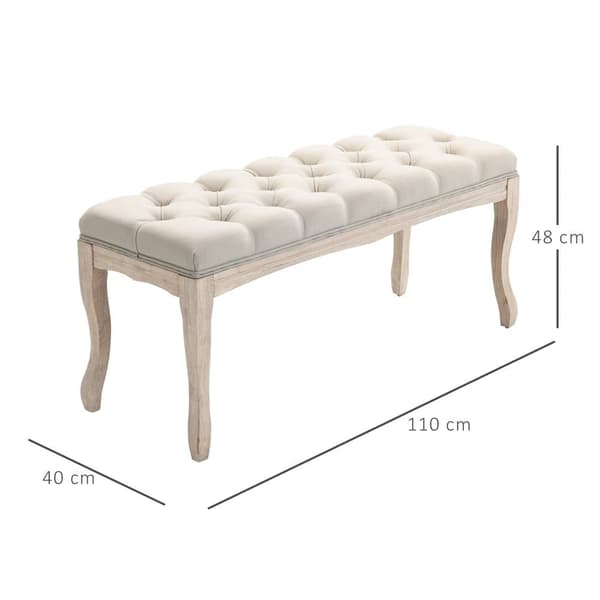 Polstret Bænk, 110x40x48 cm, Beige