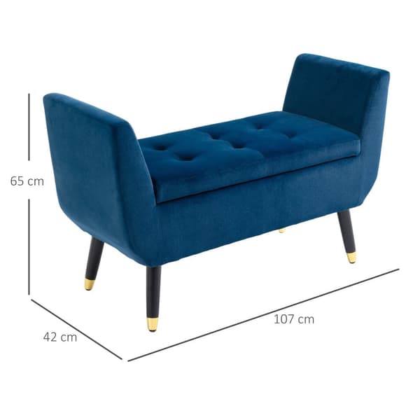 Luksus Bænk med Opbevaring, 107x42x65 cm, Blå