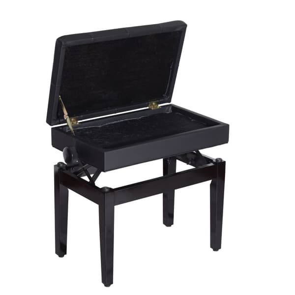 Piano Bænk, 54.5x33x48-58 cm, Sort
