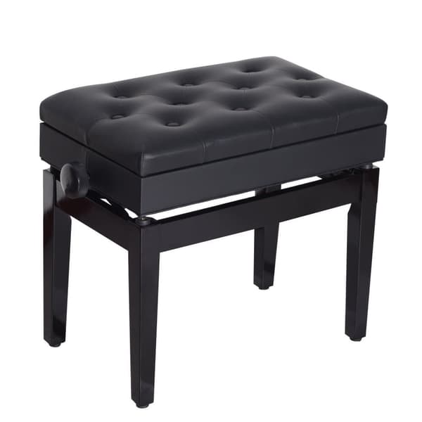 Piano Bænk, 54.5x33x48-58 cm, Sort
