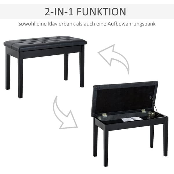 Pianotuoli, 76x36x50 cm, Musta