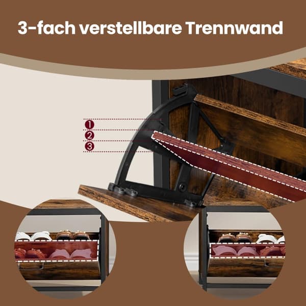 Pälsställ - med skoskåp - vintage brun - svart
