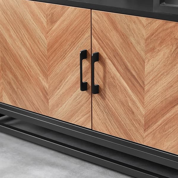 SoBuy Entrémøbel med bænk og garderobe - natur/sort, industrielt look FSR194-N