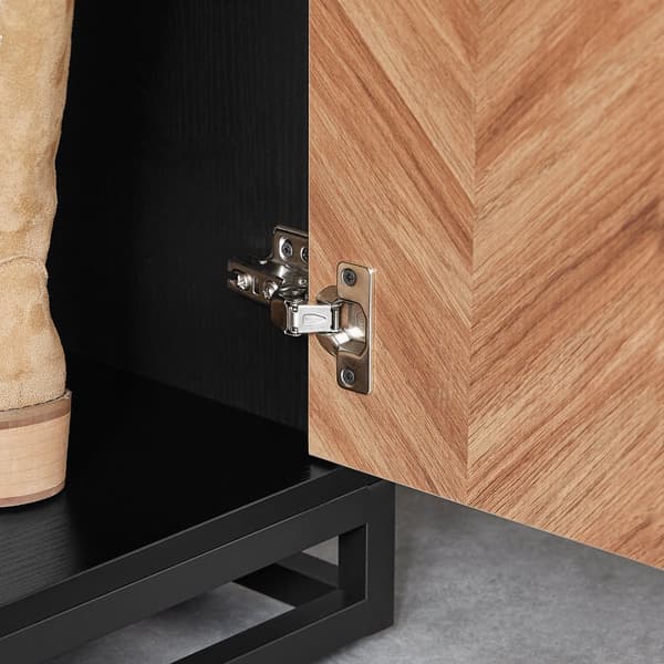 SoBuy Entrémøbel med bænk og garderobe - natur/sort, industrielt look FSR194-N