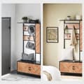 Miniatyrbillede 11 af 11: SoBuy Entrémøbel med bænk og garderobe - natur/sort, industrielt look FSR194-N