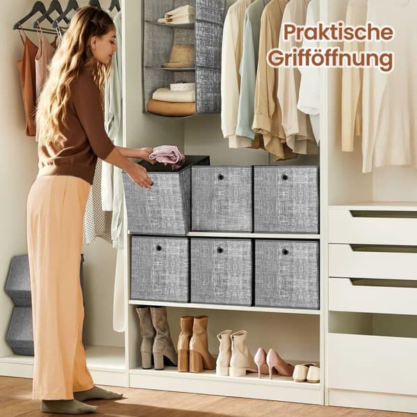 Rootz 6 -stykke sæt sammenfoldelige opbevaringsbokse - Cube -arrangører - Stofcontainere - Struktur af formstabil - 30 cm x 30 cm x 30 cm