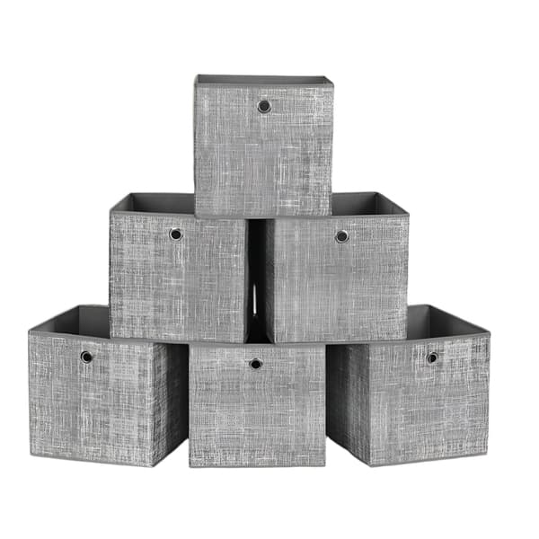 Rootz 6 -stykke sæt sammenfoldelige opbevaringsbokse - Cube -arrangører - Stofcontainere - Struktur af formstabil - 30 cm x 30 cm x 30 cm